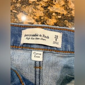 Abercrombie & Fitch Light Blue Denim High-Rise Mom Shorts